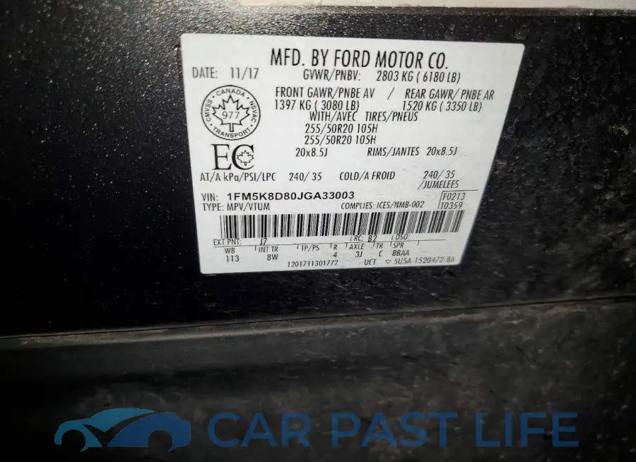 1FM5K8D80JGA33003# 13