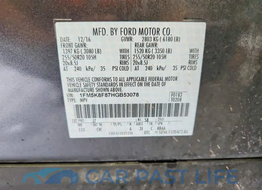 1FM5K8F87HGB53078# 14