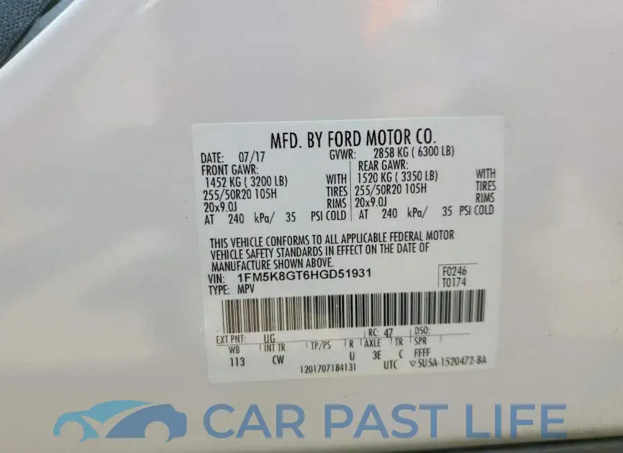 1FM5K8GT6HGD51931# 13