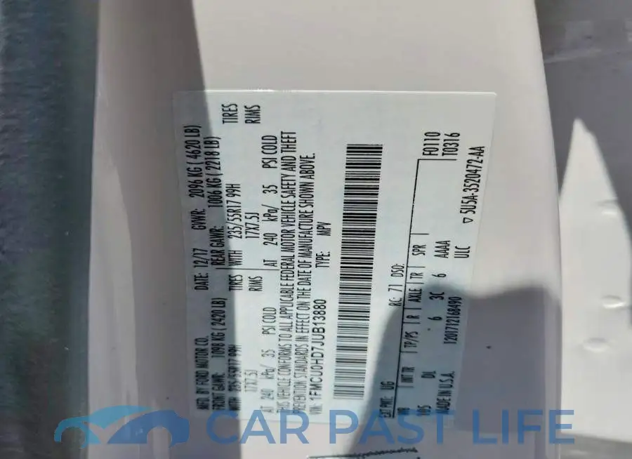 1FMCU0HD7JUB13880# 13