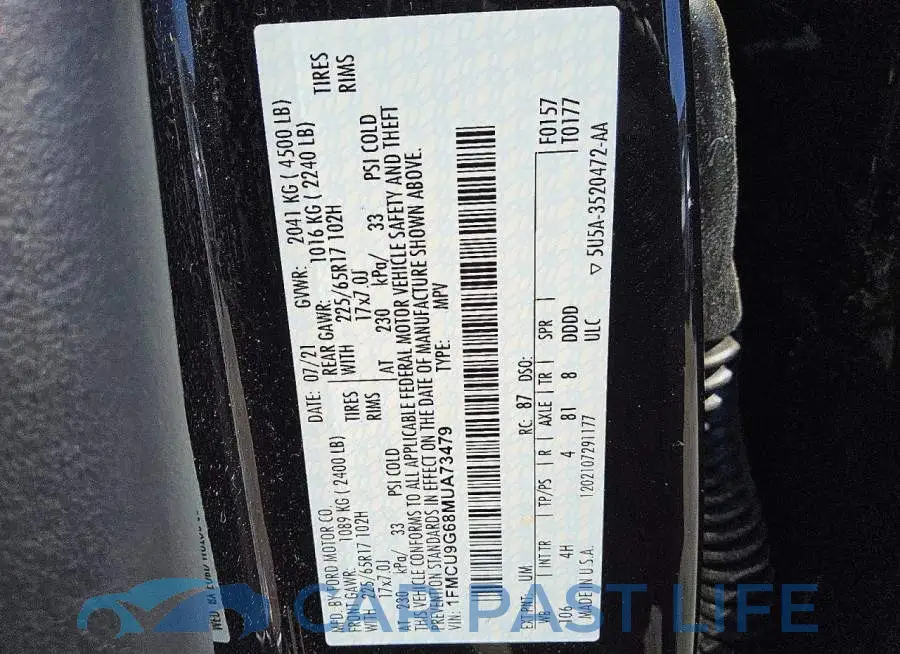 1FMCU9G68MUA73479# 13