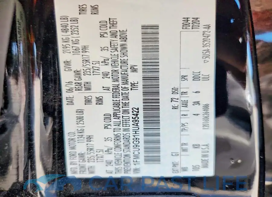 1FMCU9G91HUA95422# 13