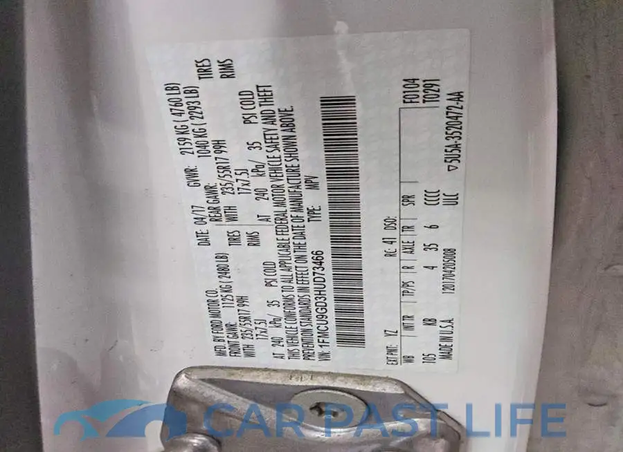 1FMCU9GD3HUD73466# 12