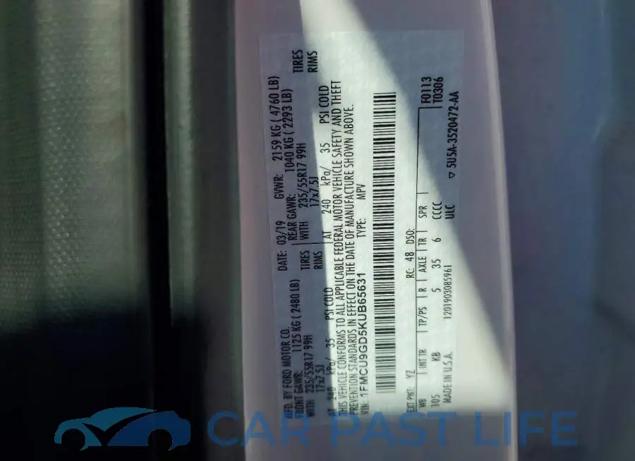 1FMCU9GD5KUB65631# 13