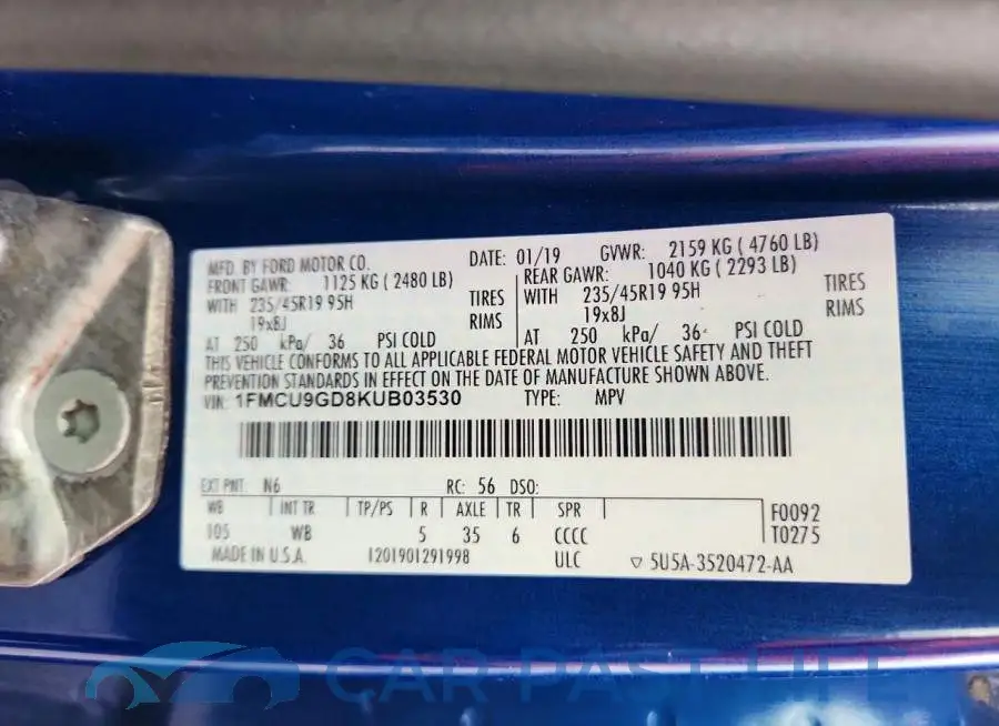 1FMCU9GD8KUB03530# 13