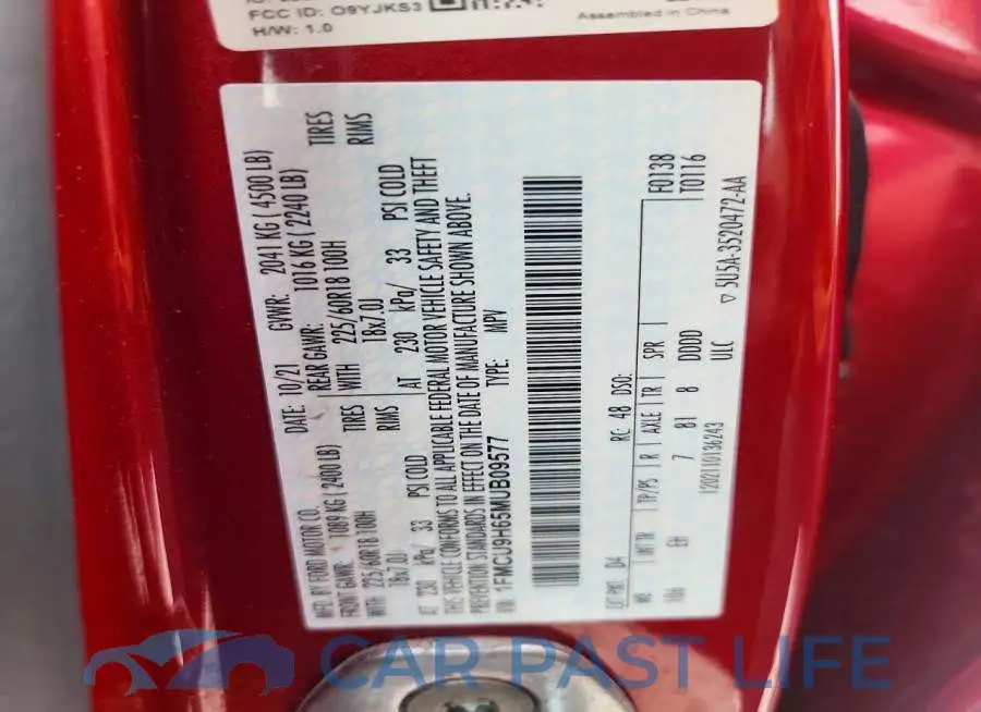 1FMCU9H65MUB09577# 12