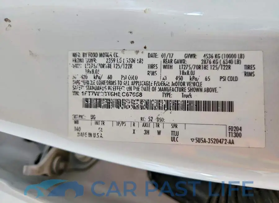 1FT7W2BT6HEC67058# 12