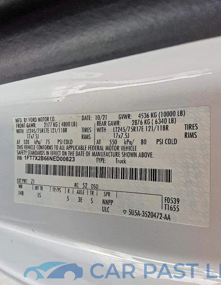 1FT7X2B66NED00823# 12