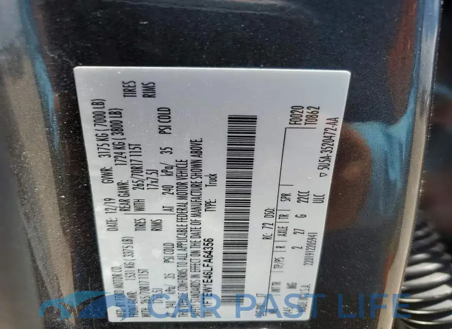 1FTEW1E46LFA64356# 12