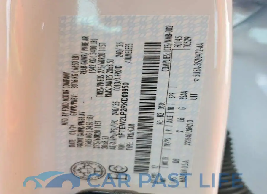 1FTEW2LP2RKD09950# 12