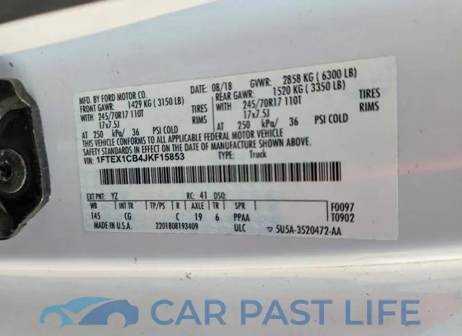 1FTEX1CB4JKF15853# 12