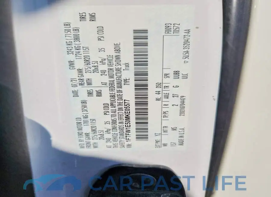 1FTFW1E50MKE05577# 12