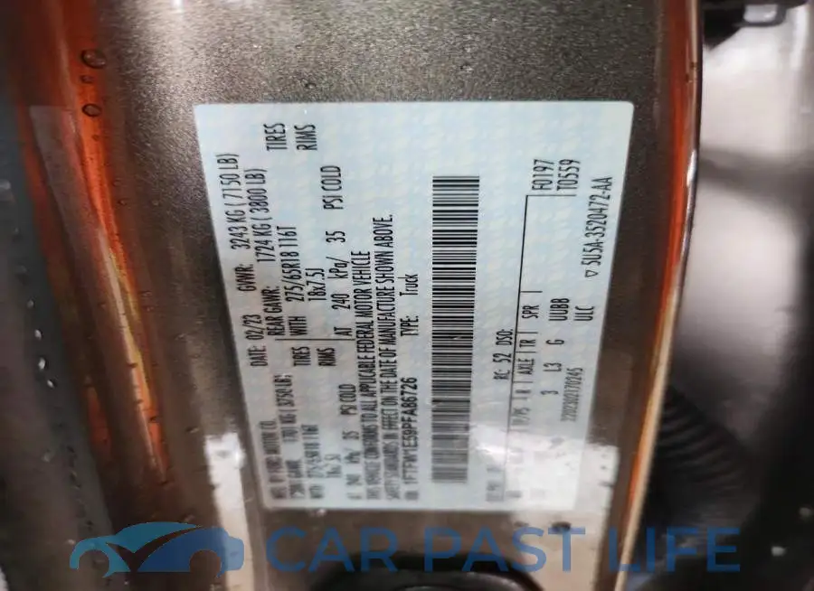 1FTFW1E59PFA86726# 12