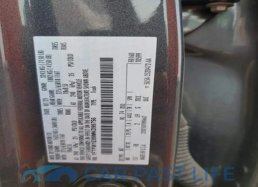 1FTFW1E89MKD99756# 12