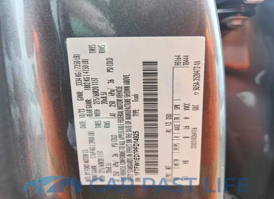 1FTFW1ED7PFD14925# 12