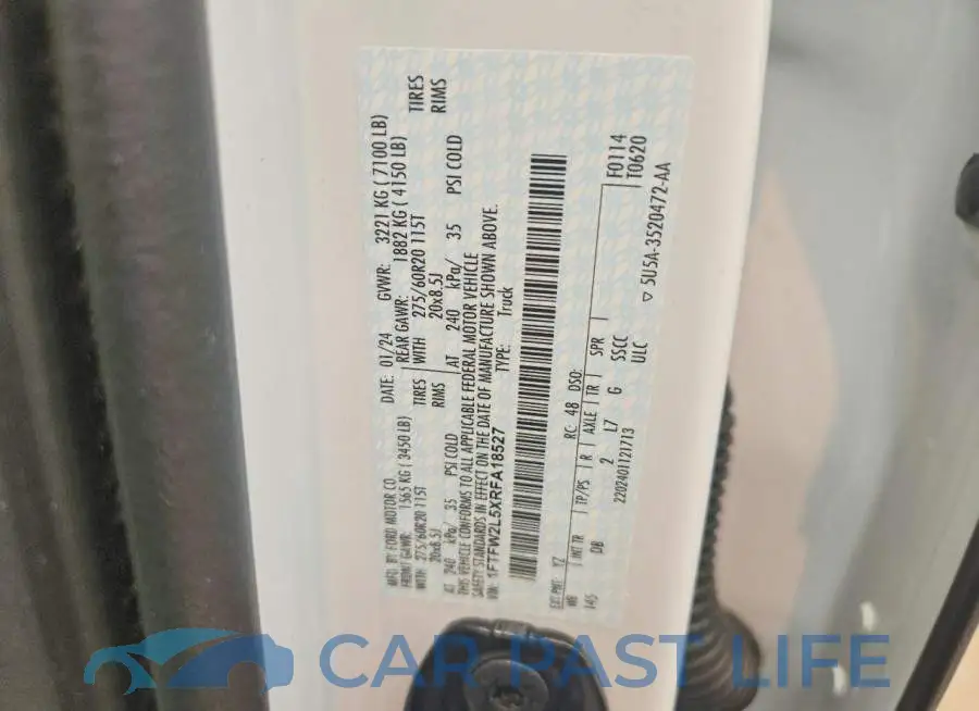 1FTFW2L5XRFA18527# 12