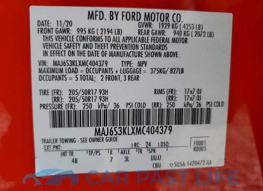 MAJ6S3KLXMC404379# 12
