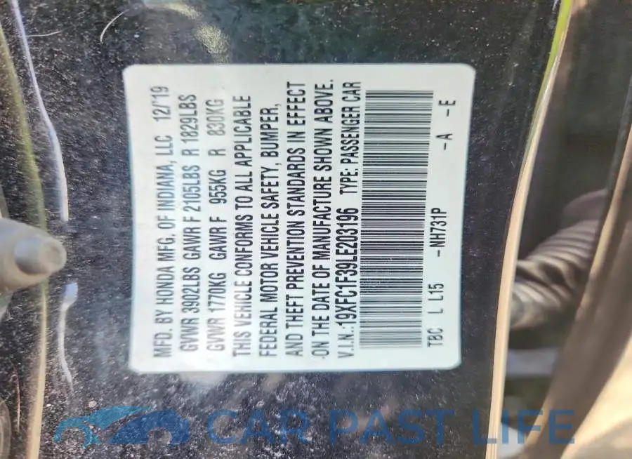 19XFC1F39LE203196# 12