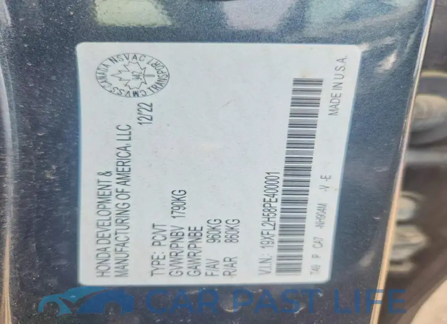 19XFL2H58PE400001# 12