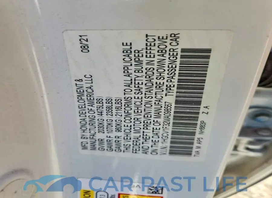 1HGCV1F32MA098567# 13