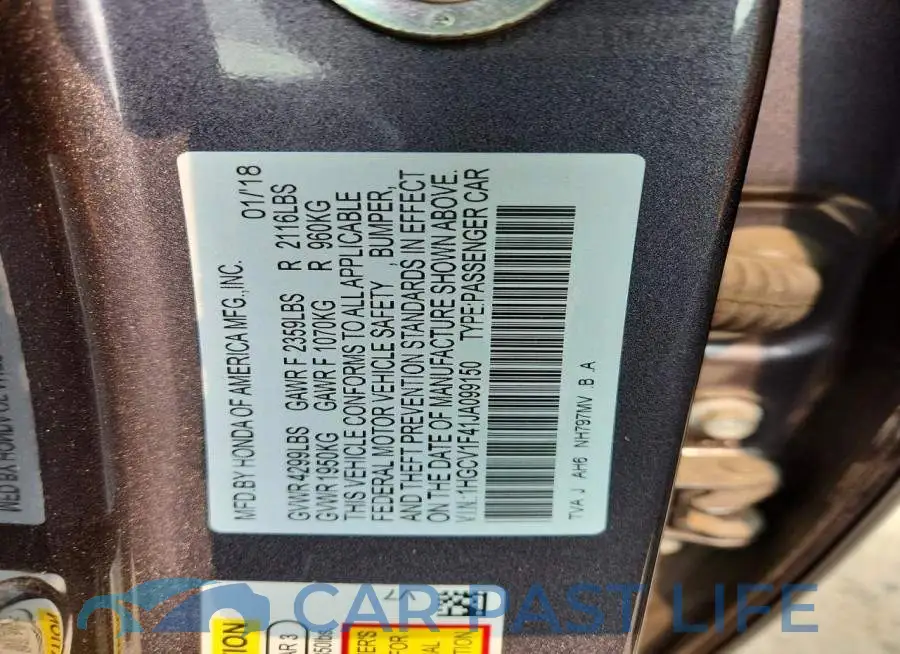 1HGCV1F41JA099150# 12