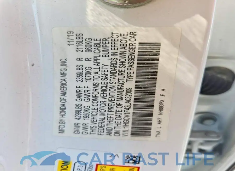 1HGCV1F42LA032009# 12