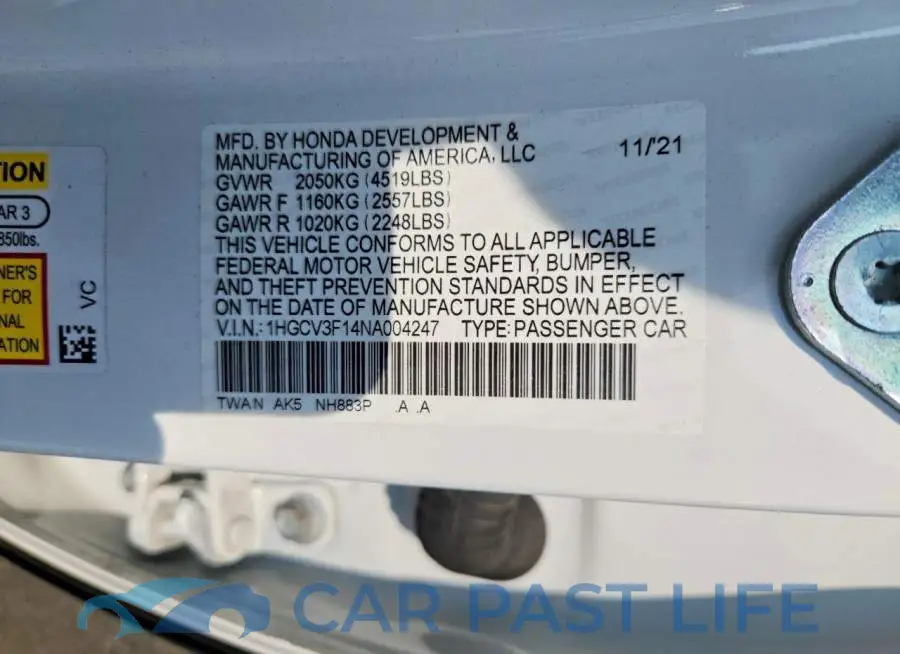 1HGCV3F14NA004247# 12