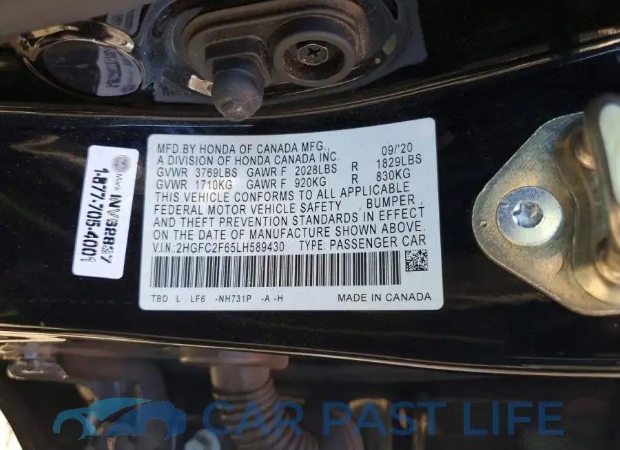 2HGFC2F65LH589430# 12