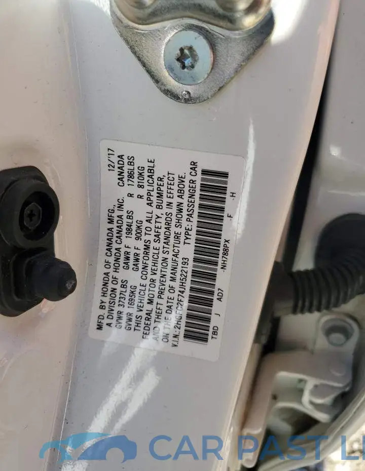 2HGFC2F74JH522193# 12
