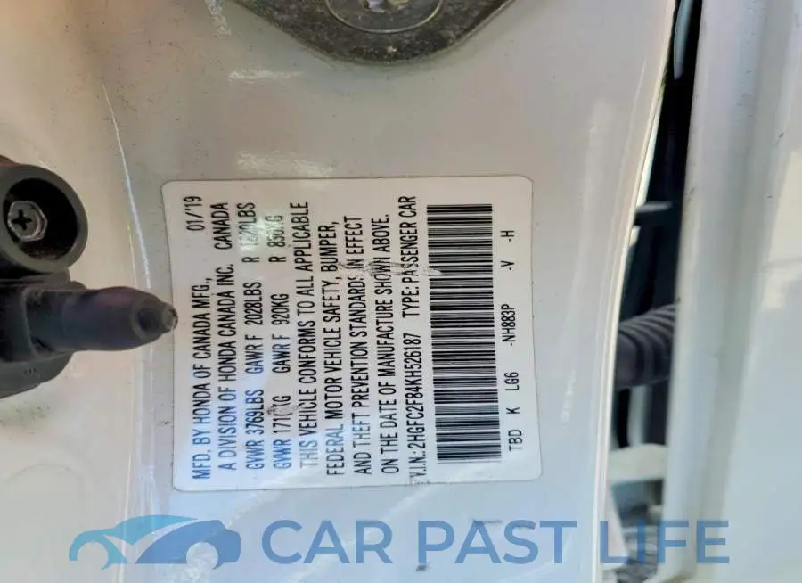 2HGFC2F84KH526187# 13