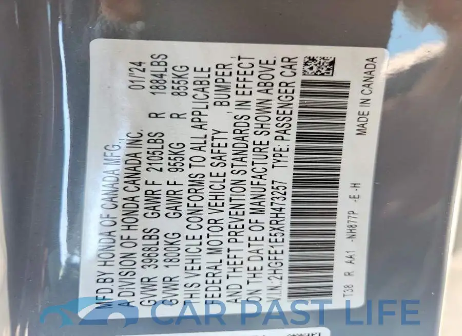 2HGFE1E5XRH473257# 12