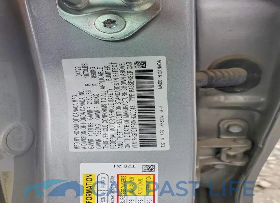 2HGFE1F90NH320043# 12
