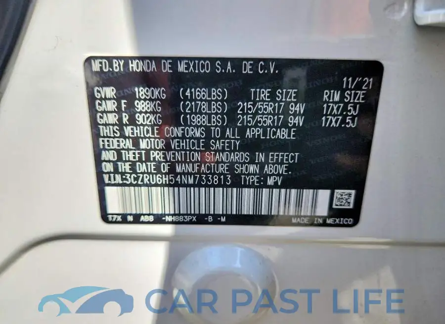 3CZRU6H54NM733813# 14