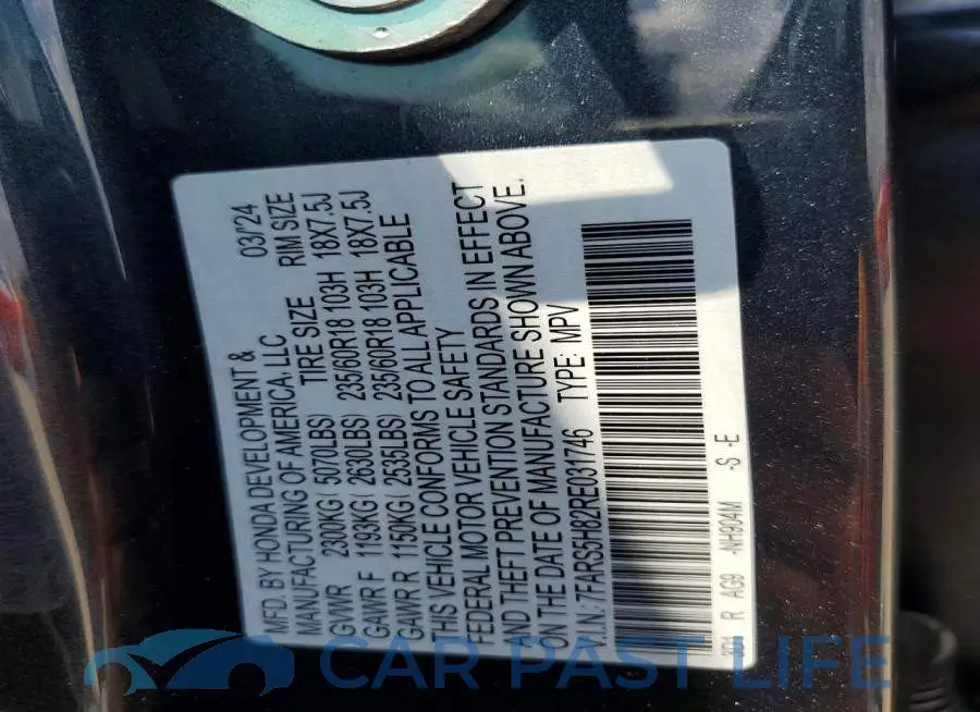 7FARS5H82RE031746# 14