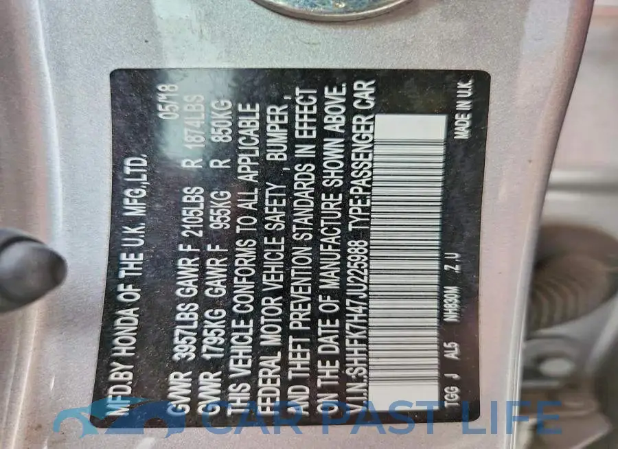 SHHFK7H47JU225988# 12