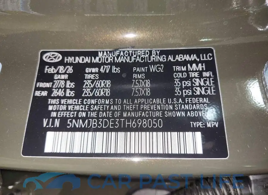 5NMJB3DE3TH698050# 13