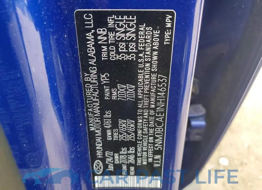 5NMJBCAE1NH146537# 13