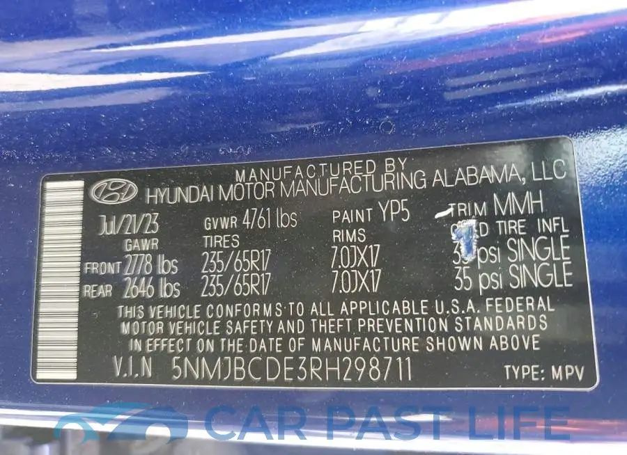 5NMJBCDE3RH298711# 13