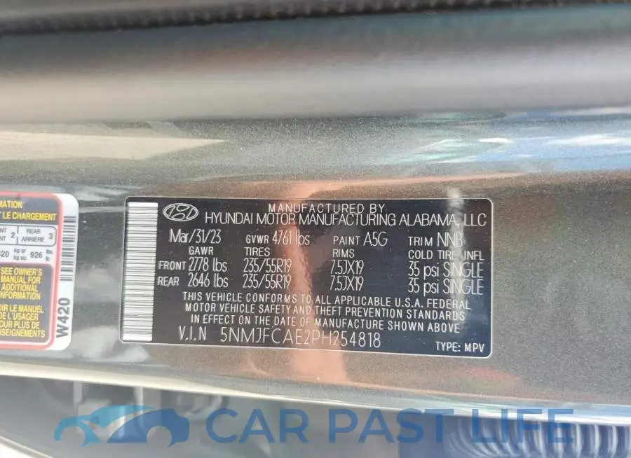 5NMJFCAE2PH254818# 13