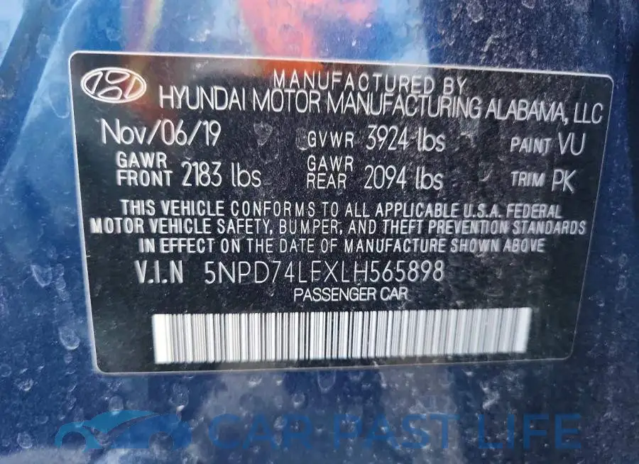5NPD74LFXLH565898# 12