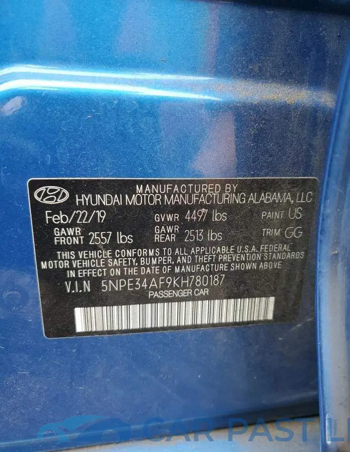 5NPE34AF9KH780187# 12
