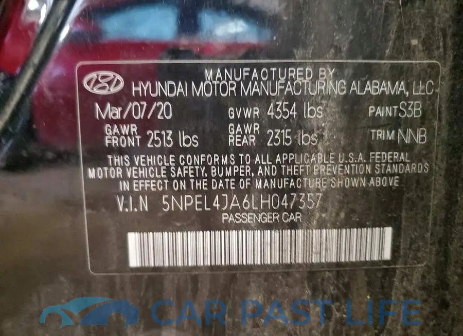5NPEL4JA6LH047357# 12