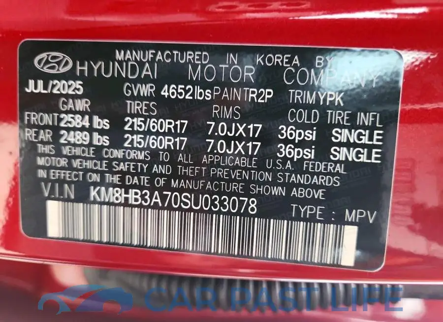 KM8HB3A70SU033078# 13
