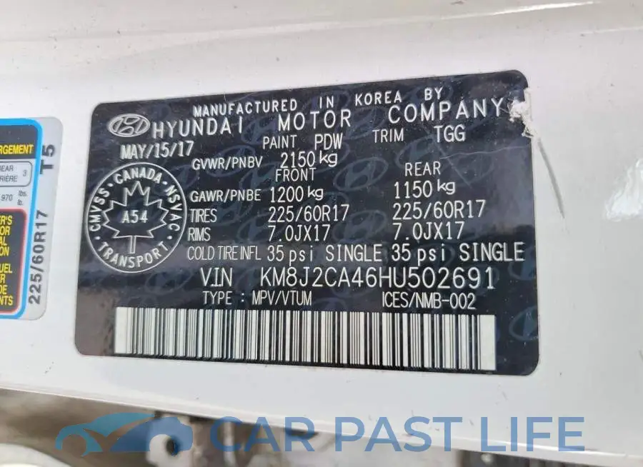 KM8J2CA46HU502691# 13