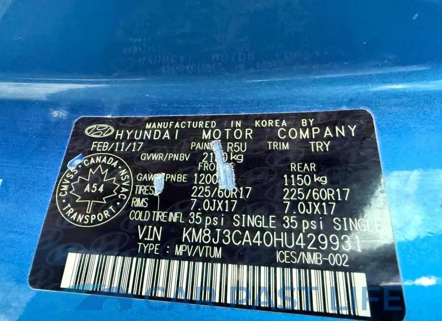 KM8J3CA40HU429931# 7