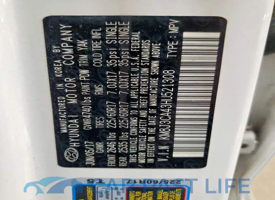 KM8J3CA43HU521308# 14