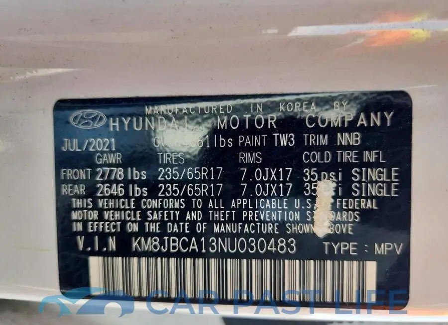 KM8JBCA13NU030483# 13