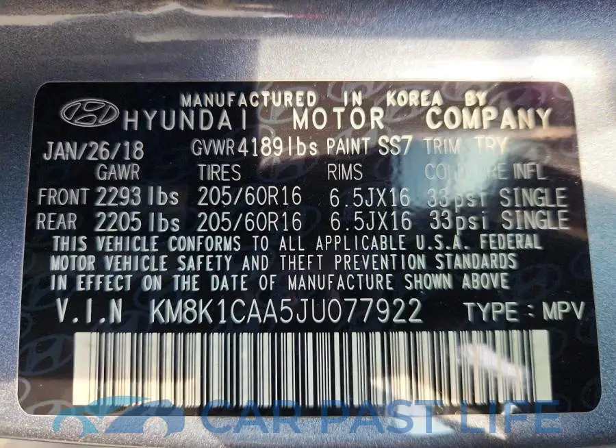 KM8K1CAA5JU077922# 13