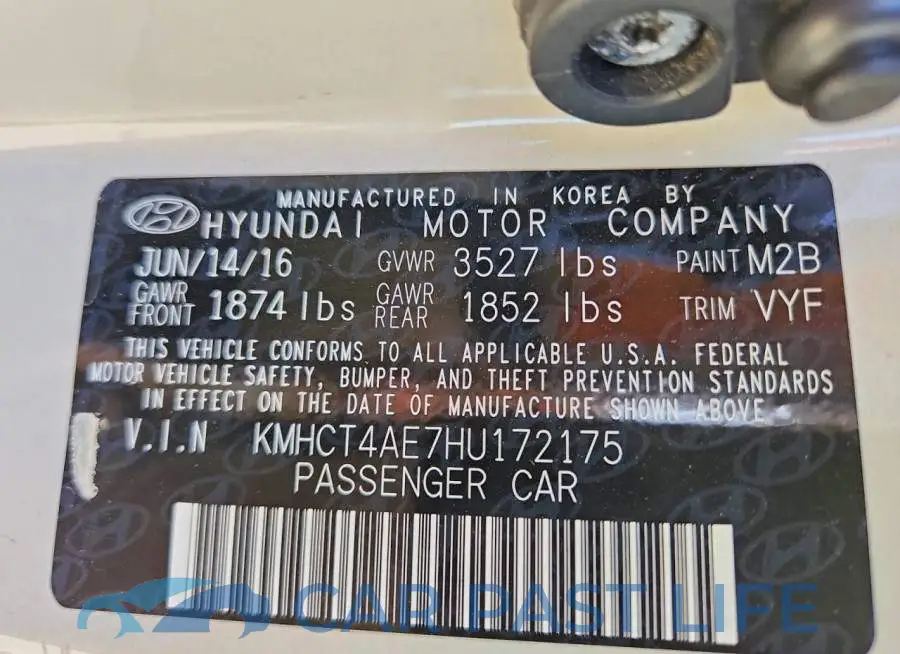 KMHCT4AE7HU172175# 13