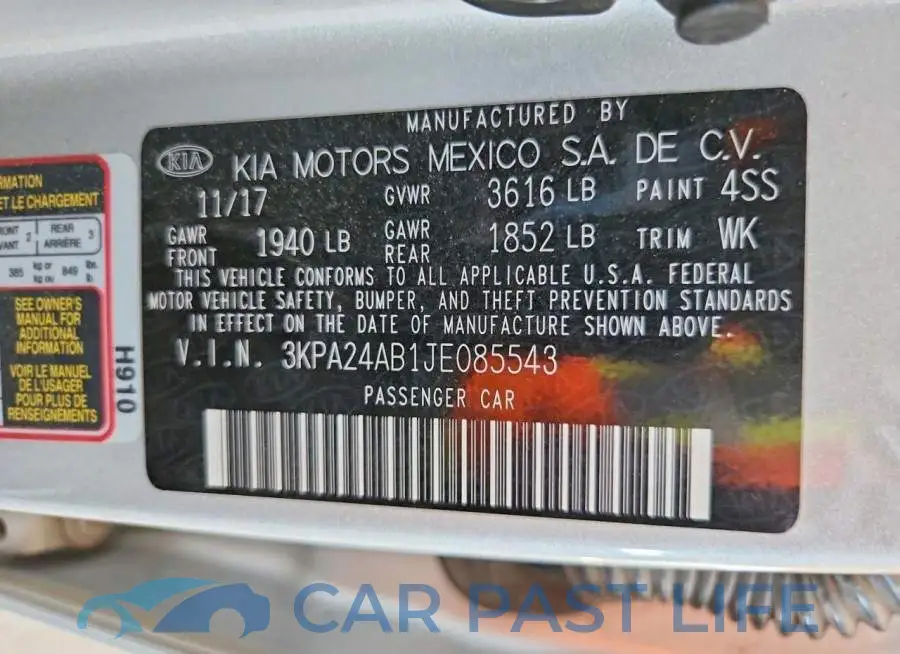 3KPA24AB1JE085543# 12